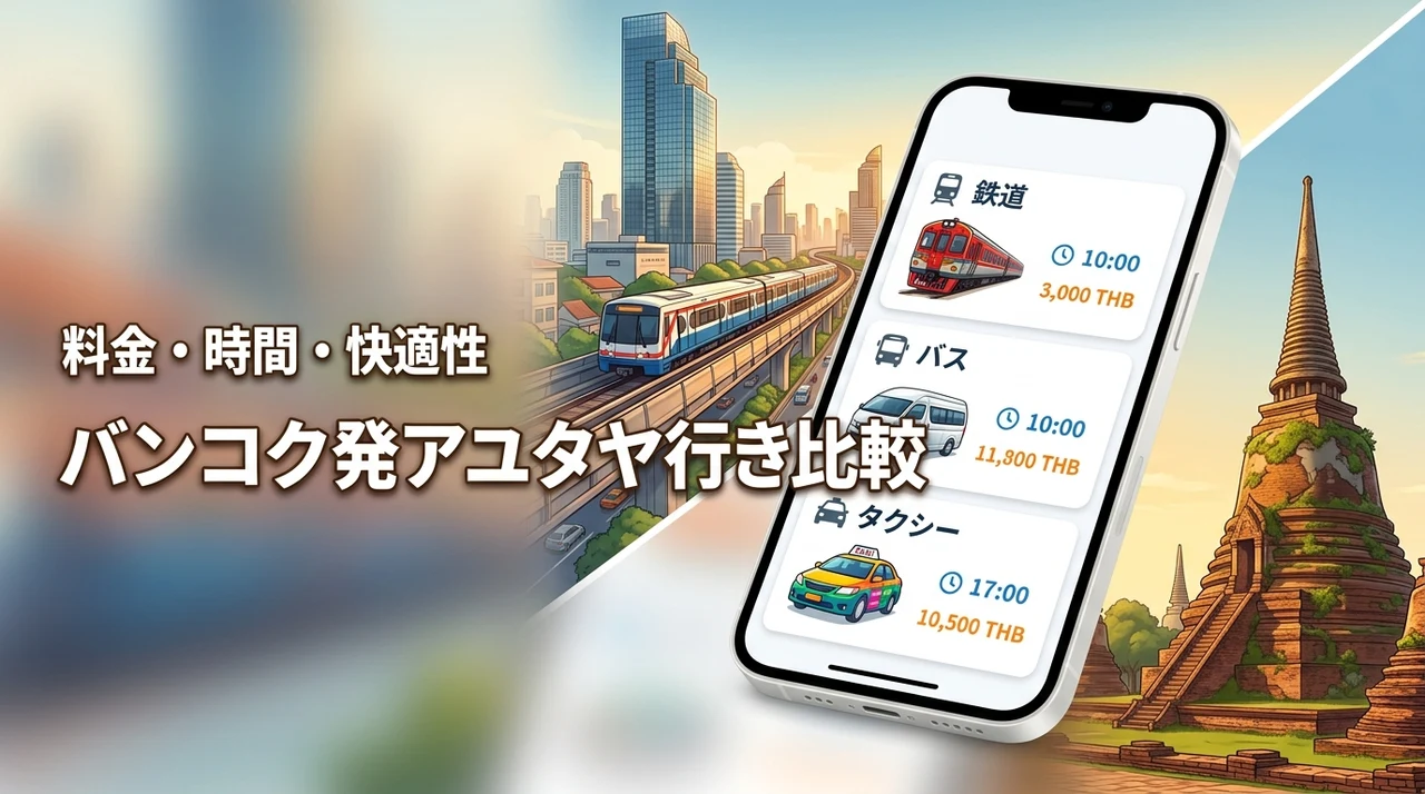 バンコクからアユタヤまでの行き方を比較したい人必見！料金・時間・快適性を解説